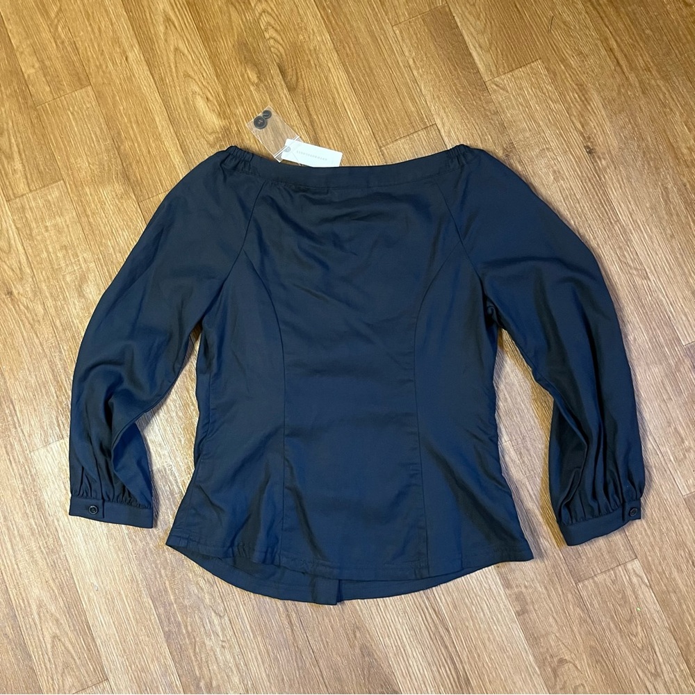 Maeve by Anthropologie Navy Button-Up Morrill Linen Blend Blouse - Picture 4 of 11